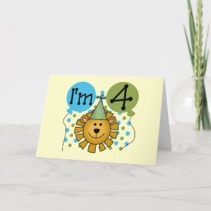 Carte T-shirts et cadeaux Lion 4th Birthday