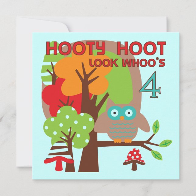 Carte T-shirts et cadeaux Owl 4th Birthday (Devant)