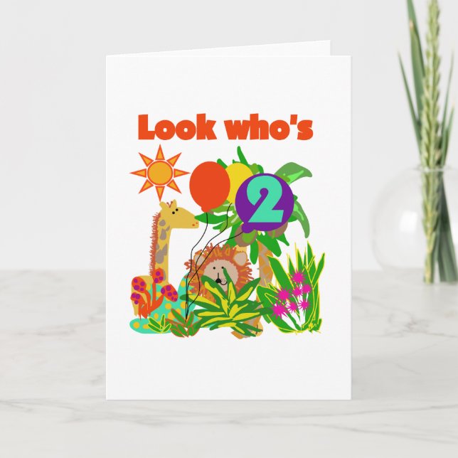 Carte T-shirts et cadeaux Safari 2e anniversaire (Devant)