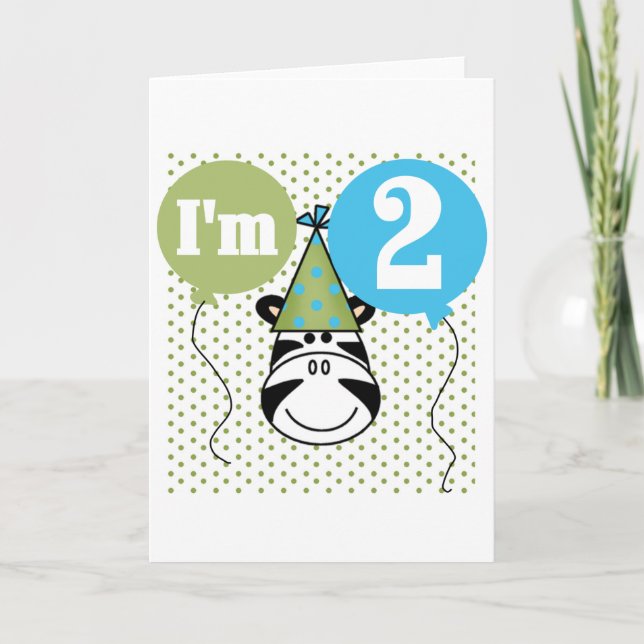 Carte T-shirts et cadeaux Zebra 2e anniversaire (Devant)