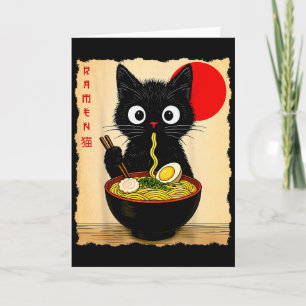 Carte T-shirts graphiques drôles de chats japonais Ramen