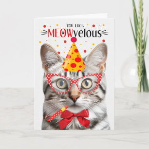 Carte Tabby Argent Chat MEOWvelous Anniversaire
