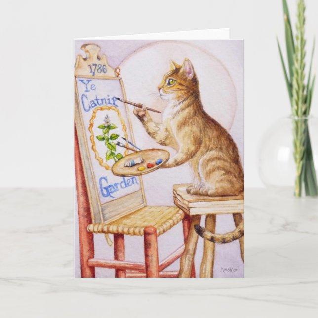 Carte Tabby Artiste Brown Peinture Chat Aquarelle Art (Devant)