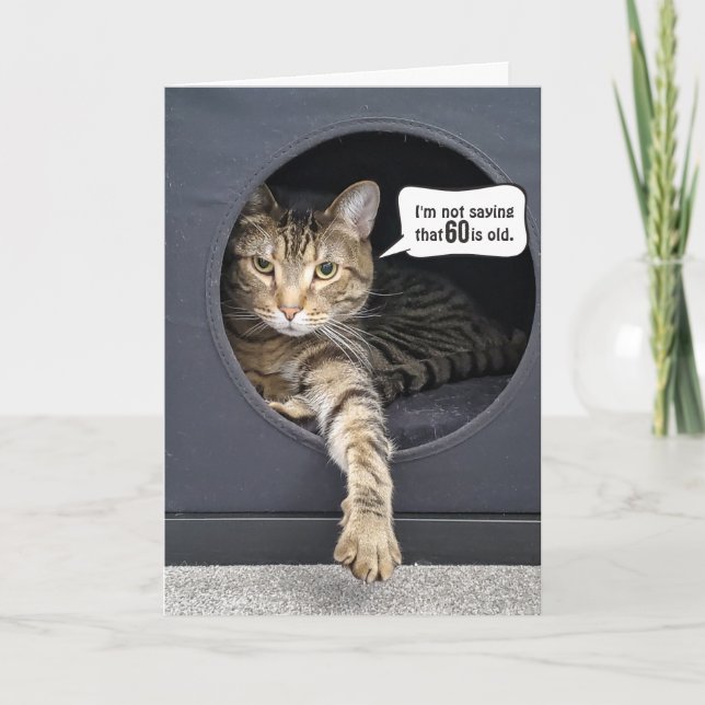 Carte Tabby Cat 60e Humour d'anniversaire (Devant)