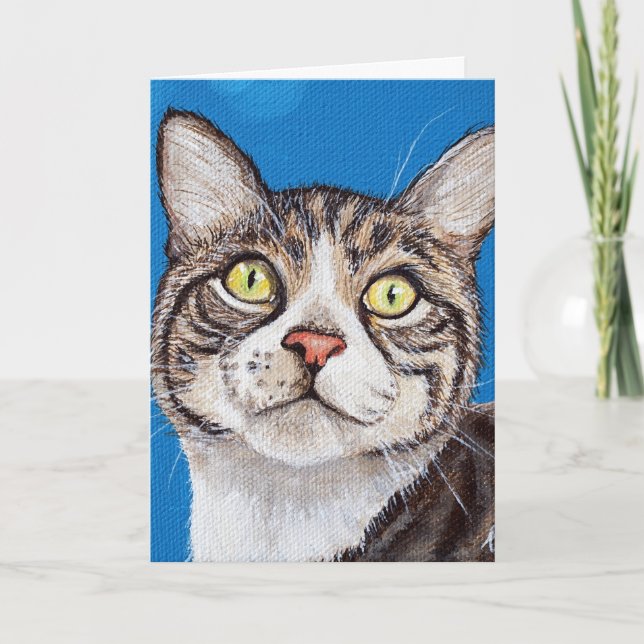Carte Tabby Cute Peinture Chat (Devant)