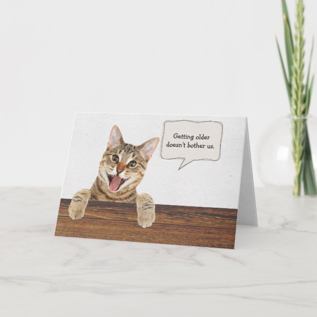 Carte tabby kitten avec drôle de bulle de texte d'annive (Devant)