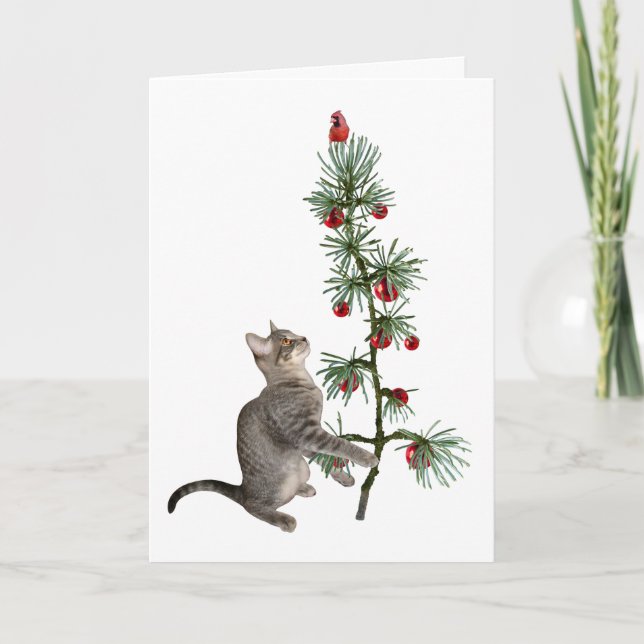 Carte Tabby Kitten Christmas Tree Card (Devant)