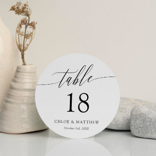 Carte Table Mariage ronde de calligraphie délicate