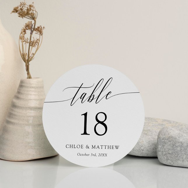Carte Table Mariage ronde de calligraphie délicate (Créateur téléchargé)