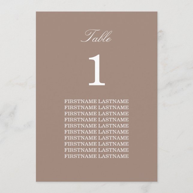 Carte table Taupe Noms Invités (Devant)