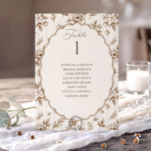 Carte Tableau de placement de mariage floral marron et c