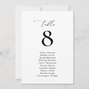 Carte Tableau de sièges noir et blanc simple