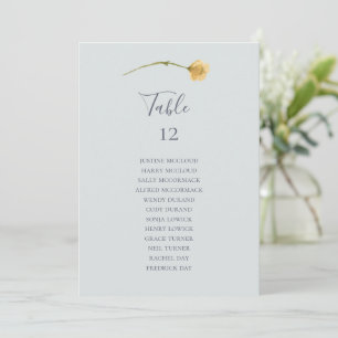 Carte Tableau des numéros de la table bleue du Fleur sau