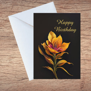 Carte Tableau Floral Jaune Iris Anniversaire