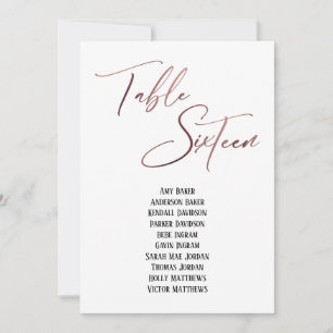 Carte Tableau rose d'écriture manuscrite en or Seize pla