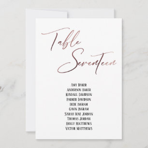 Carte Tableau Rosegold d'écriture manuscrite Dix-sept si