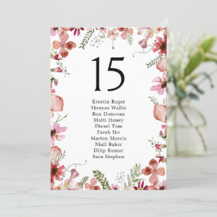 Carte Tableau Rustique Mariage Floral