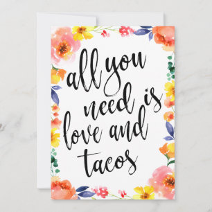Carte Taco bar abordable boho signe floral