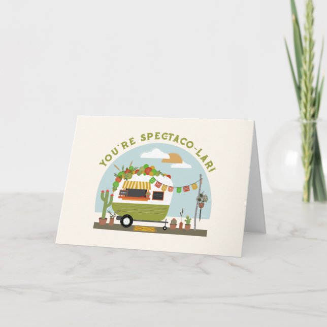 Carte Taco Truck Camper Pun Green Saint-Valentin (Devant)