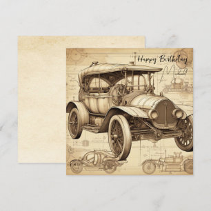 Carte Tacot Faux Vintage illustration personnalisée SC