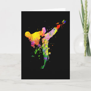 Carte Tae Kwon Do Karate Silhouette colorée pour filles