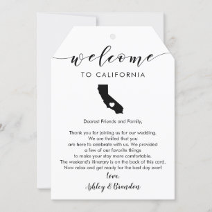 Carte Tag de bienvenue du Mariage de Californie, lettre 