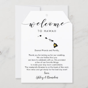 Carte Tag de bienvenue du Mariage Hawaii, lettre Itinéra