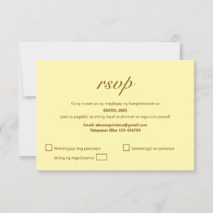 Carte Tagalog RSVP Mariage philippin Beige moderne