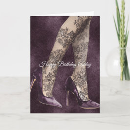 Carte Talons Hauts Violets Sexy Bas Dentelle Anniversair