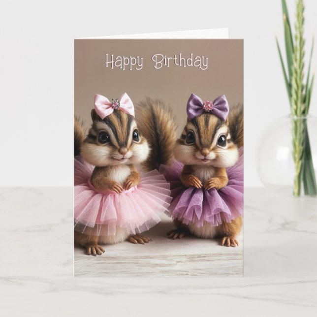 Carte Tamarins d'anniversaire portant des tutus (Devant)