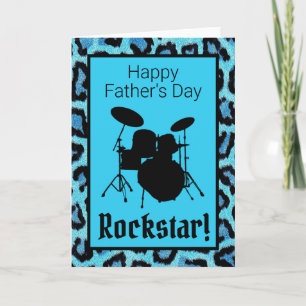 Carte Tambour Fête des pères musicien Rockstar tambours