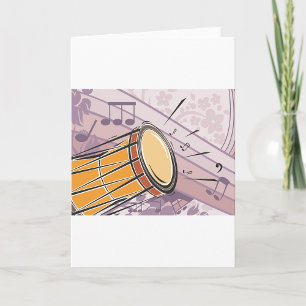 Carte Tambour traditionnel Bongo avec notes musicales