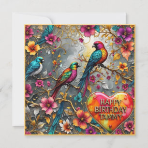 Carte TAMMY ~ Joyeux Anniversaire ~ Oiseaux Brillants ~
