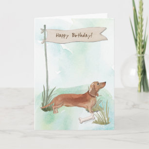 Carte Tan Dachshund Chien sous signe d'anniversaire