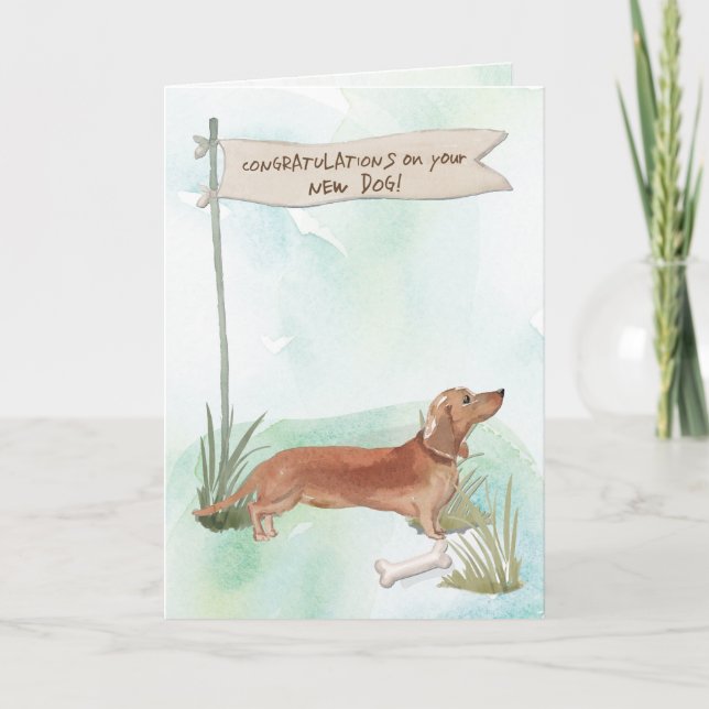 Carte Tan Dachshund Félicitations pour le nouveau chien (Devant)