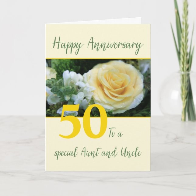 Carte Tante Anniversaire et Oncle Rose Jaune (Devant)