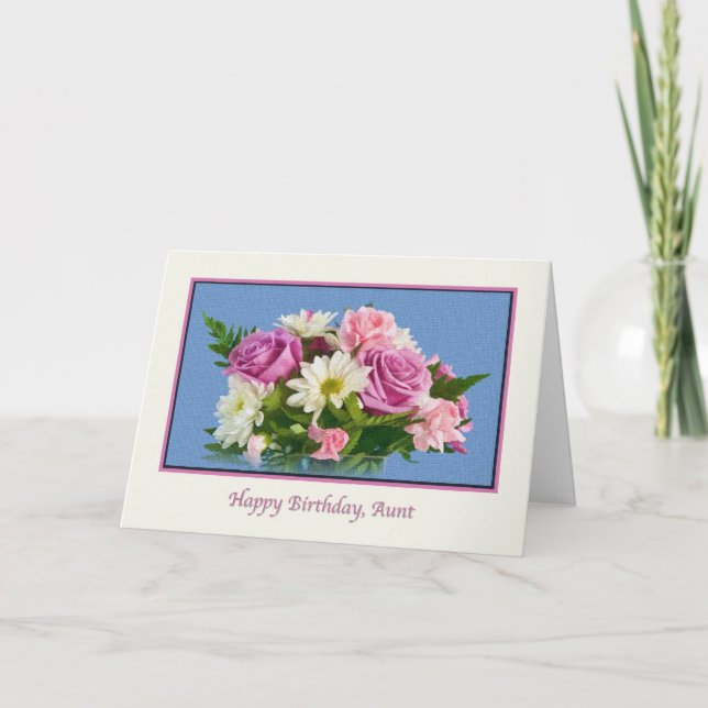 Carte Tante, Anniversaire, Floral, Rose (Devant)