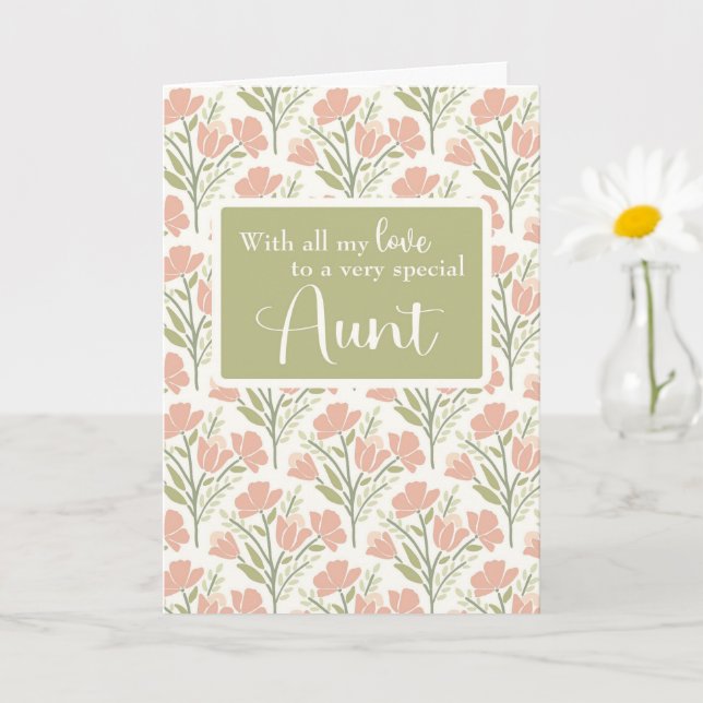 Carte Tante Anniversaire Motif rose (Petite plante)