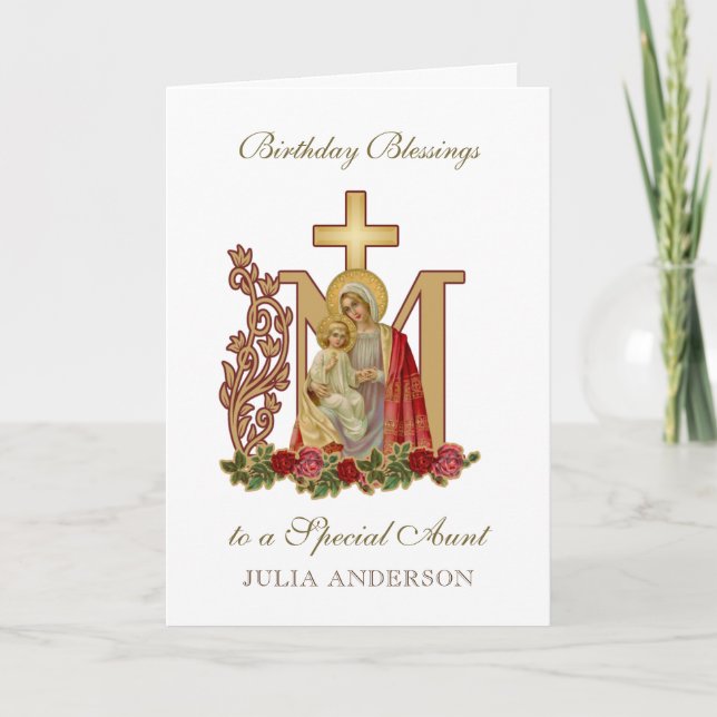 Carte Tante Bénédiction d'anniversaire Vierge catholique (Devant)