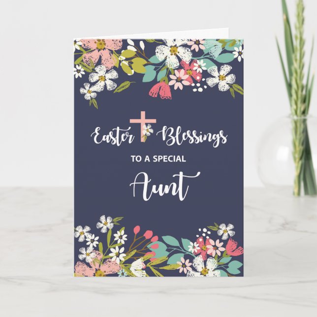 Carte Tante Bénédiction de Pâques de Fleurs Christ ressu (Devant)