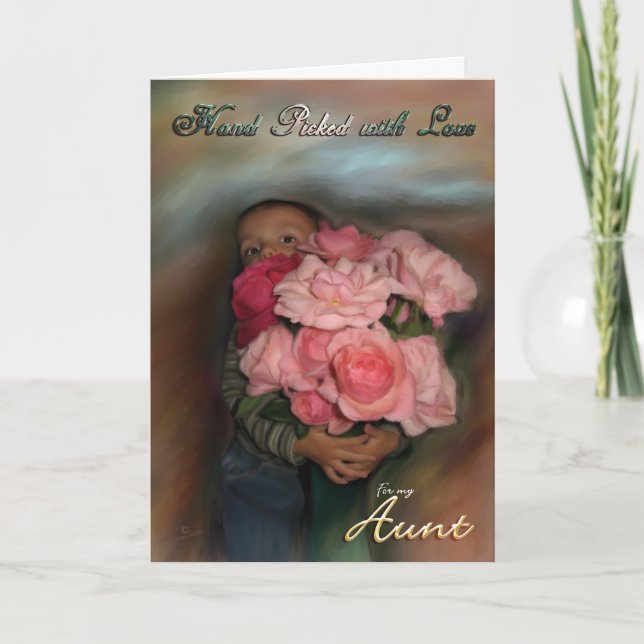 Carte Tante Bouquet d'amour Tout-petit en train de serre (Devant)