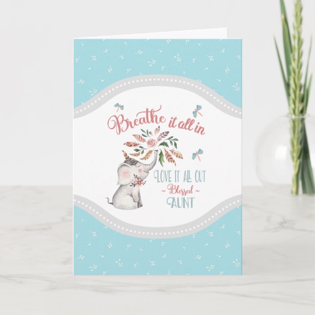 Carte Tante Eléphant et Libellule Bénie Cadeau (Devant)