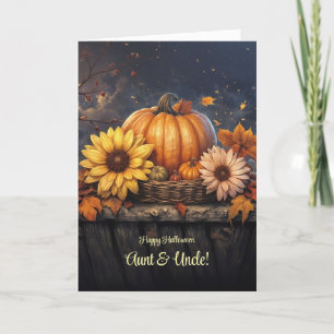 Carte Tante et oncle Bonne Halloween avec panier