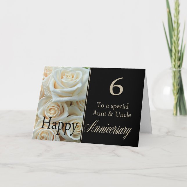 Carte Tante et oncle rose du 6e anniversaire du Mariage (Devant)