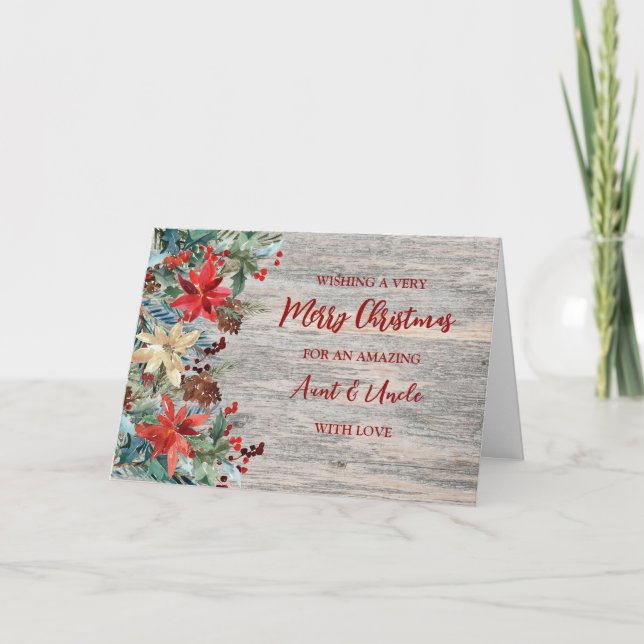 Carte Tante florale et oncle Joyeux Noël (Devant)