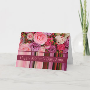 Carte Tante Pastel roses & rayures Fête des Mères