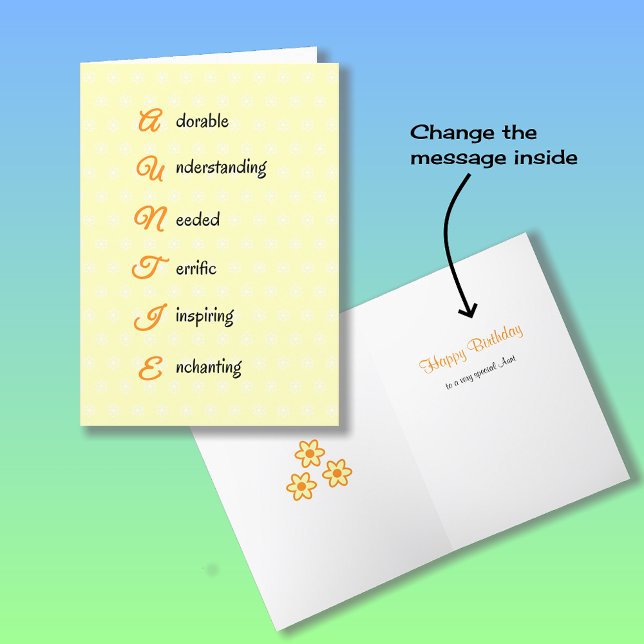 Carte Tante texte d'anniversaire fleurs orange (Créateur téléchargé)