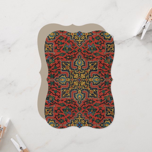 Carte Tapis Perse Tapis Rouge Bleu classique (Devant/Arrière en situation)