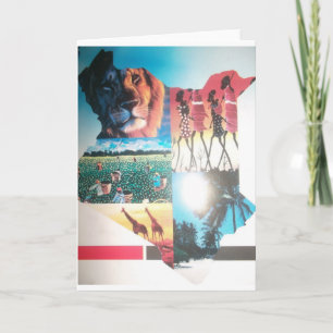 Carte Tapisserie kenyane : Faune, culture et plage côtiè