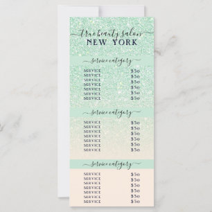 Carte Tarif Ombre Parties scintillant de Monnaie Rose Sa